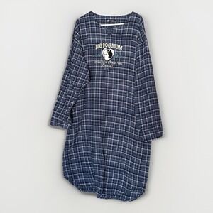 Big Dogs Big Dog Mom Plaid Flannel Sleep Shirt Nightgown Womens Large XL Blue